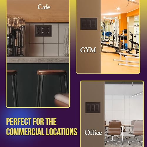 Miniatura 689 de ENERLITES SI8834-BK - Placa de pared decorativa sin tornillos, cubierta de enchufe segura, 4 entradas, 4.68 x 8.30 pulgadas (alto x largo), Negro