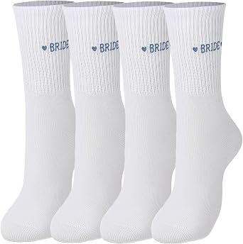 Waliah Bride Socks, Embroidered Bridal Sock White Cotton Something Blue Gift for Bachelorette Party Favor Bridal Shower