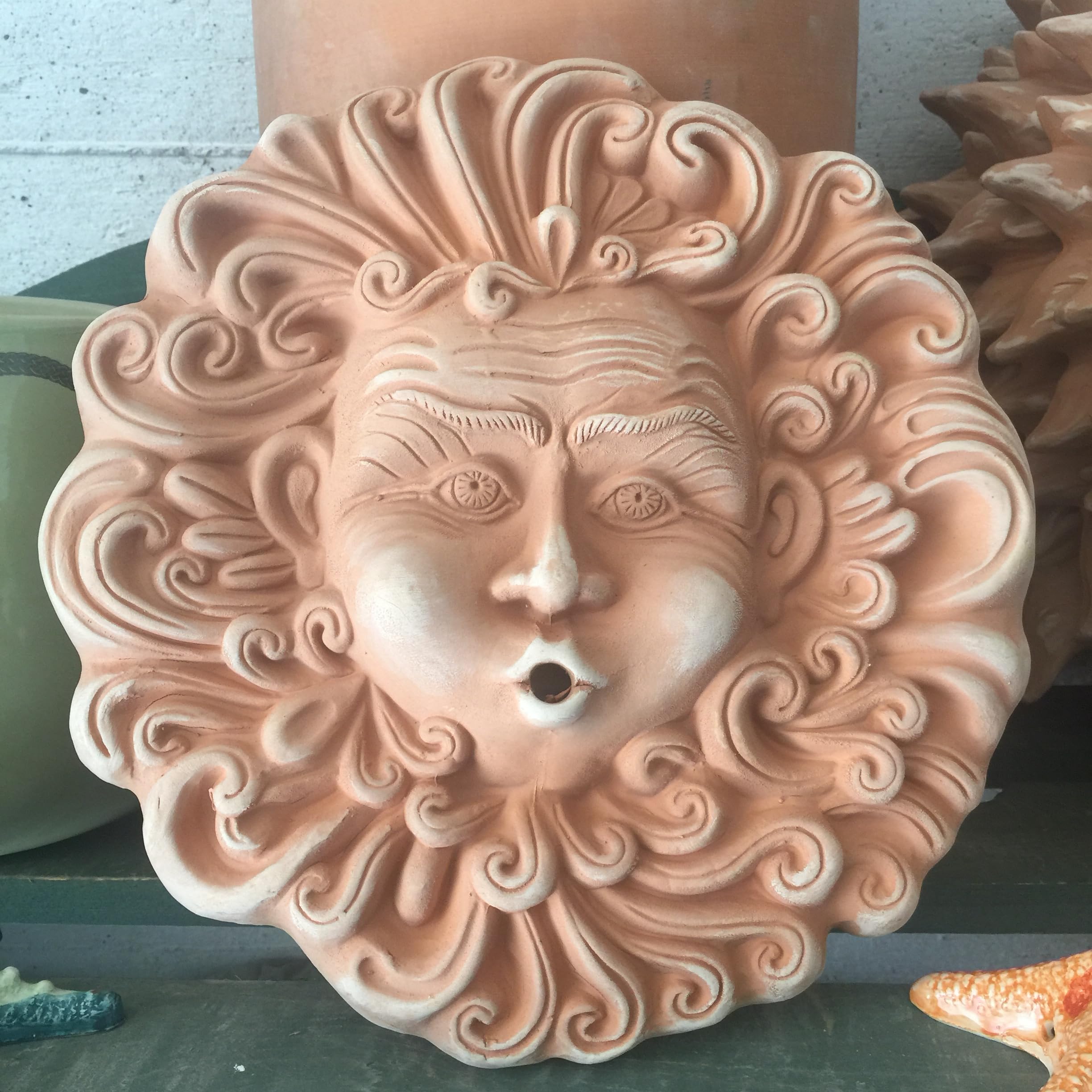 Mascherone Eolo in terracotta cm.38