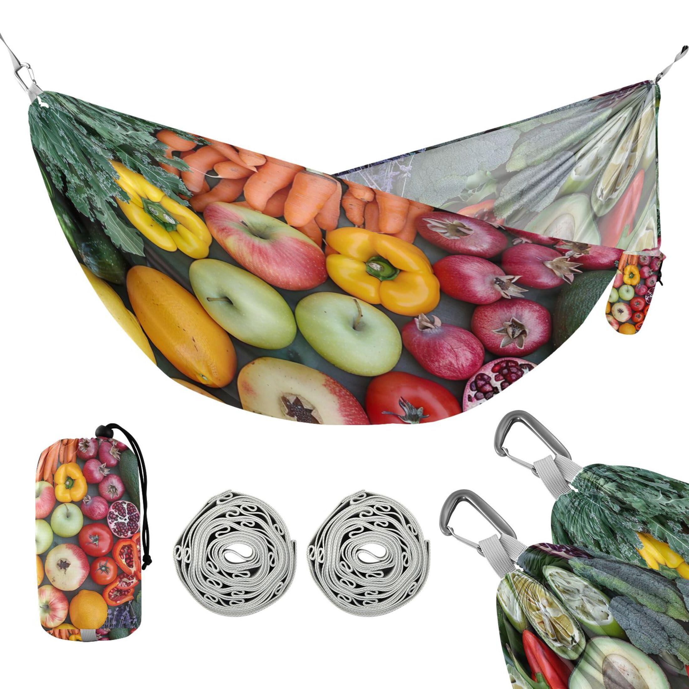 Takiito Vegetables Hammock 330 lb Capacity Travel Camping Hammock with Tree Straps, Portable Lightweight for Outdoor Beach Backpacking Backyard Patio