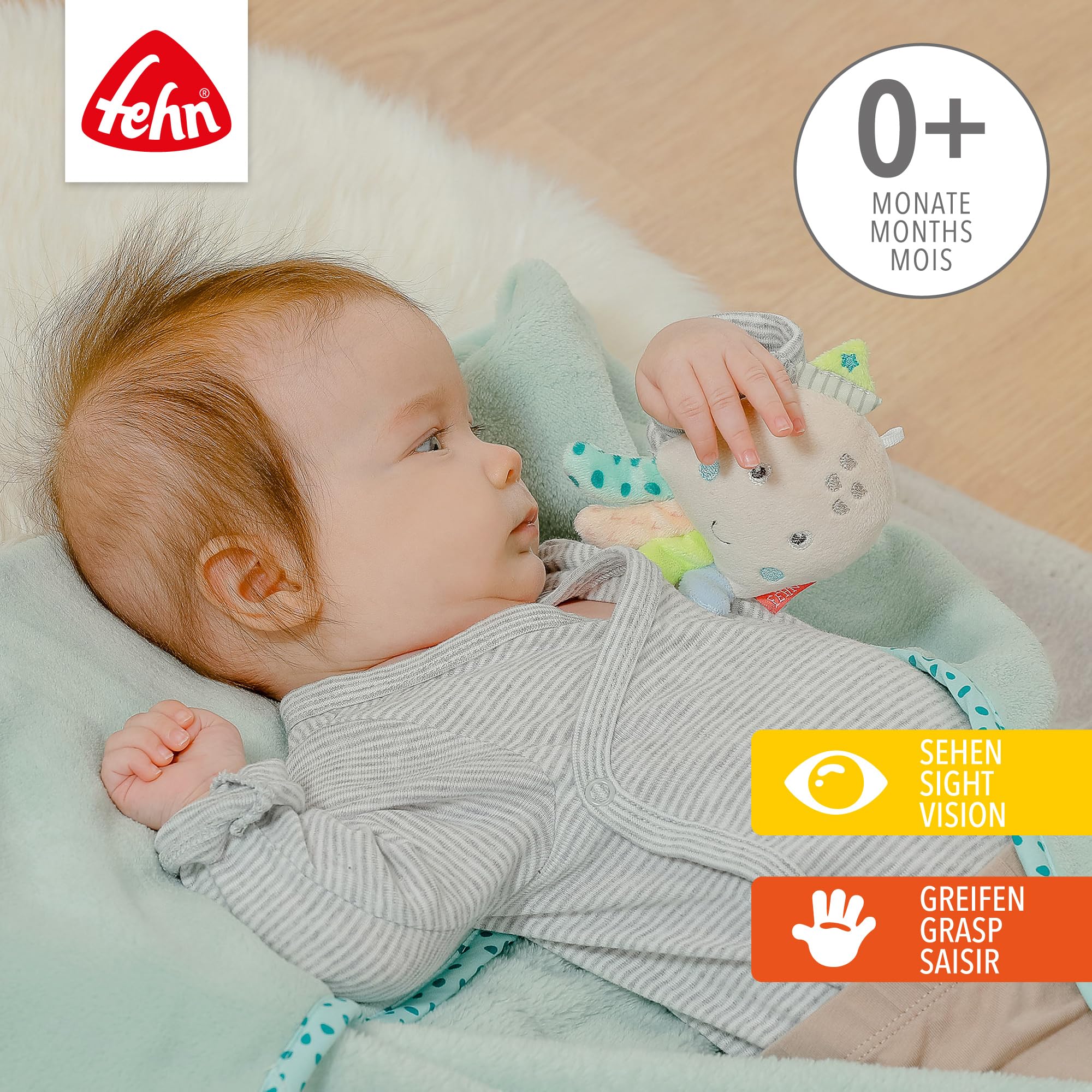 Fehn 054811 Kuscheldecke Oktopus – Kuschelige Schmusedecke - zum Kuscheln, als Krabbelunterlage, Schnuffeltuch oder Zudecke für zuhause und unterwegs