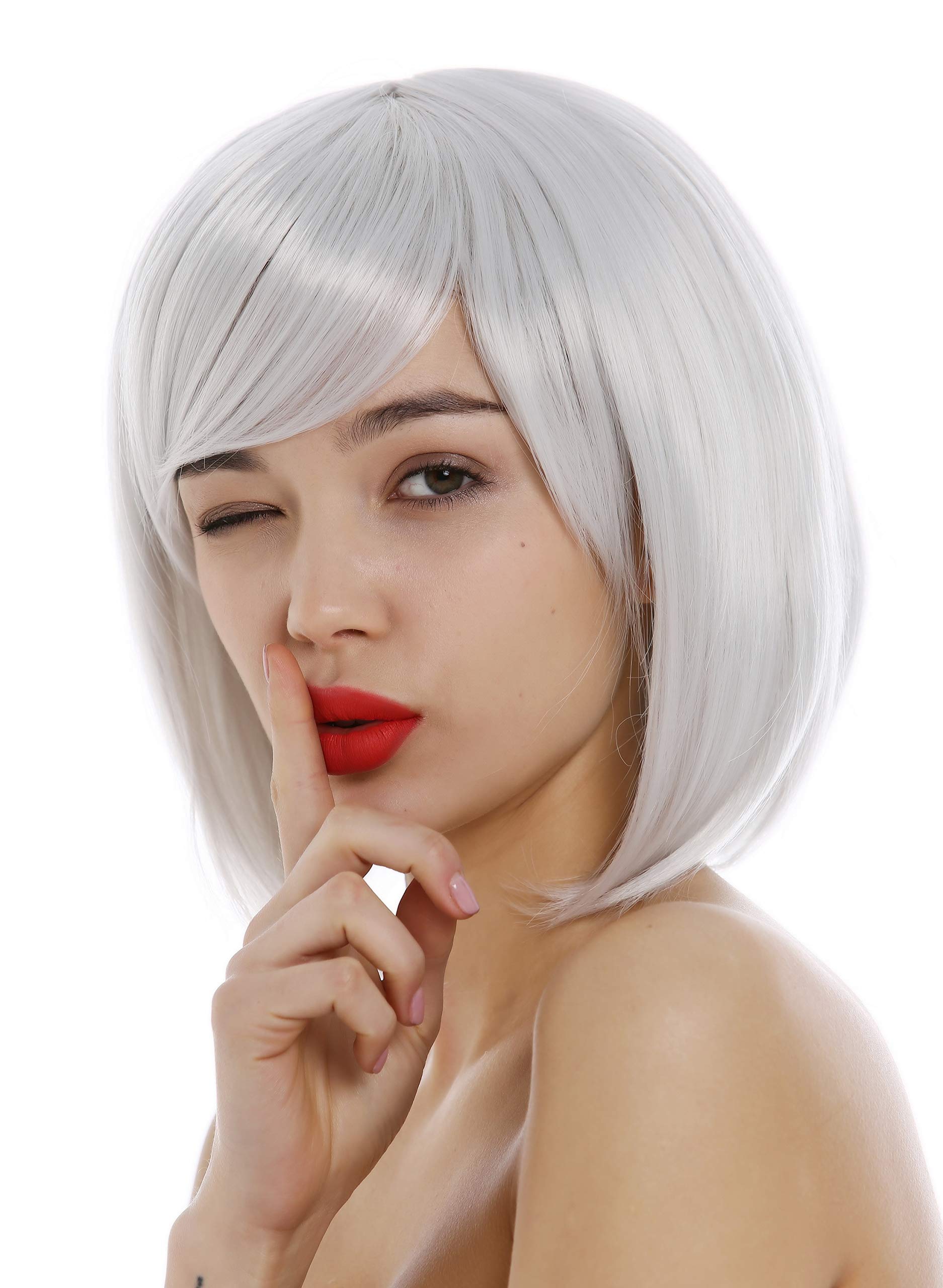 WIG ME UP - 1215-001 Lady Wig short frayed Bob style parting very light whiteish gray, gray (001)