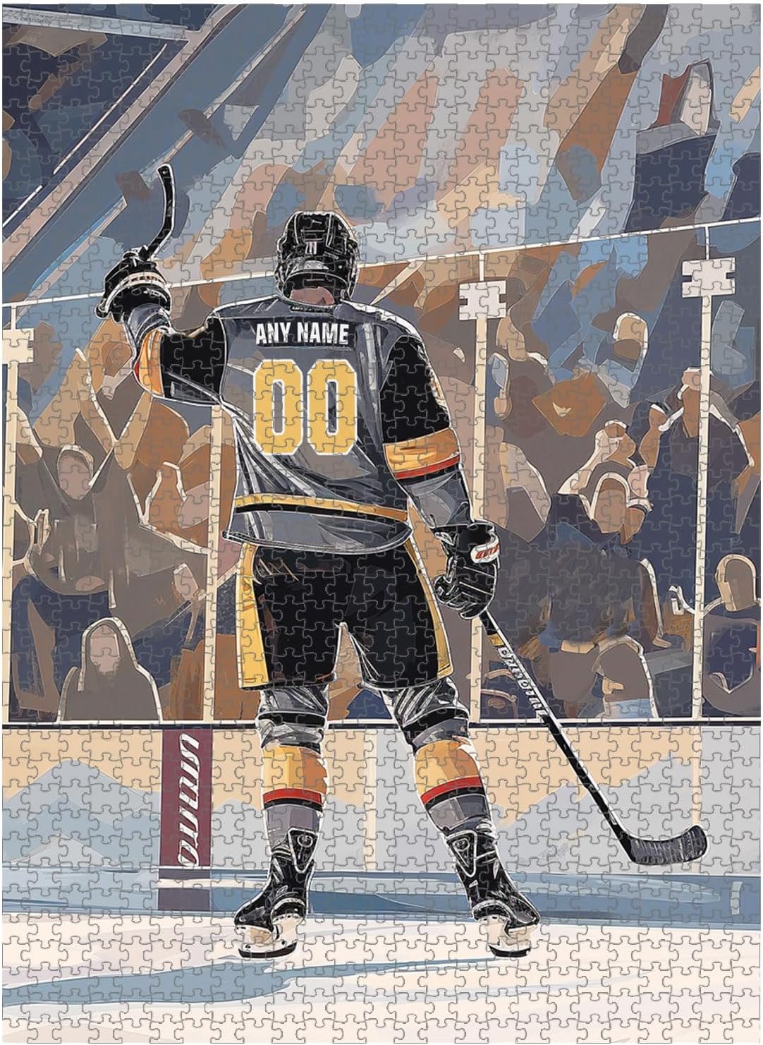 Wooden Jigsaw Puzzles for Adults - Custom Name and Number on (Dallas) Ice Hockey Player Art Photo - 300 500 1000PCS Puzzles Game Home Wall Decor
