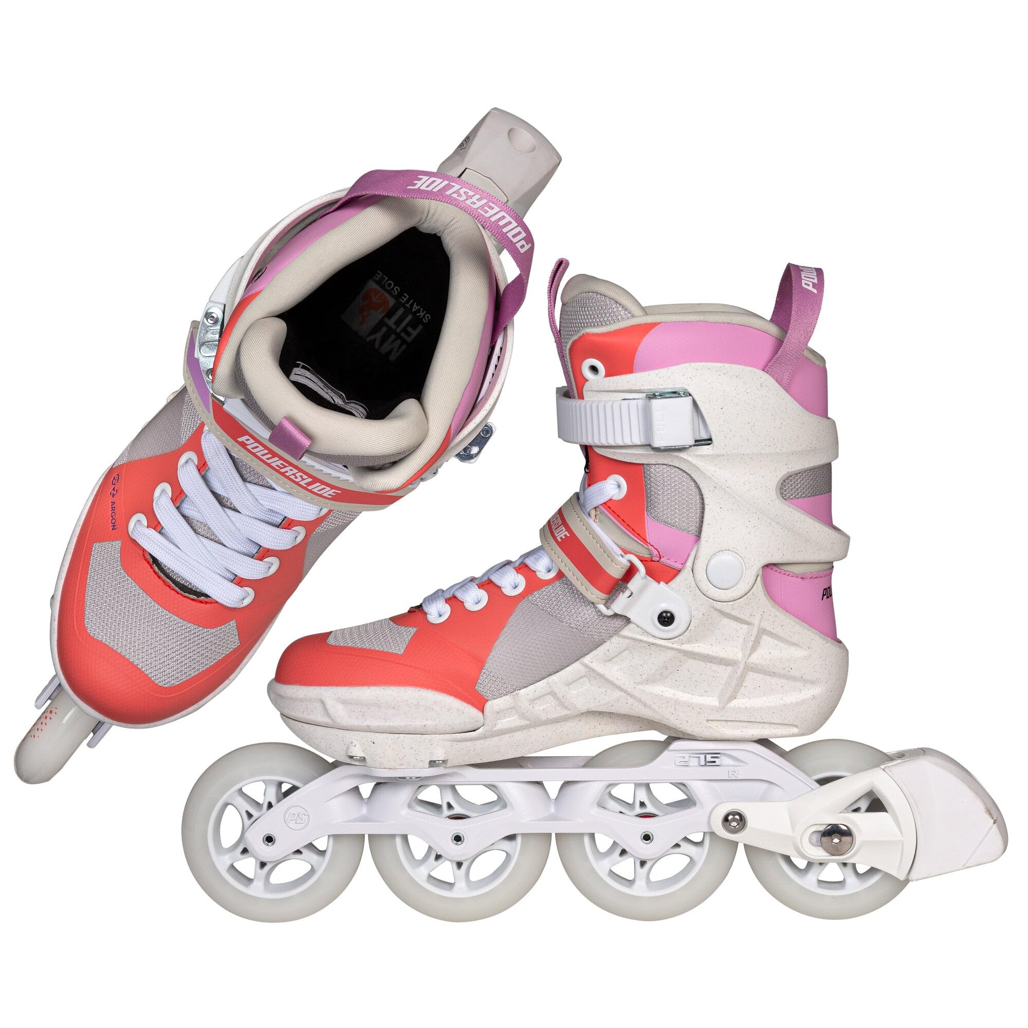 POWERSLIDE Phuzion Argon 90 Inlineskates Fitness Skates für Damen – 4x90mm Rollen, Aluminium Schiene, Trinity System, ABEC 9 Kugellager, Komfort-Memory-Foam