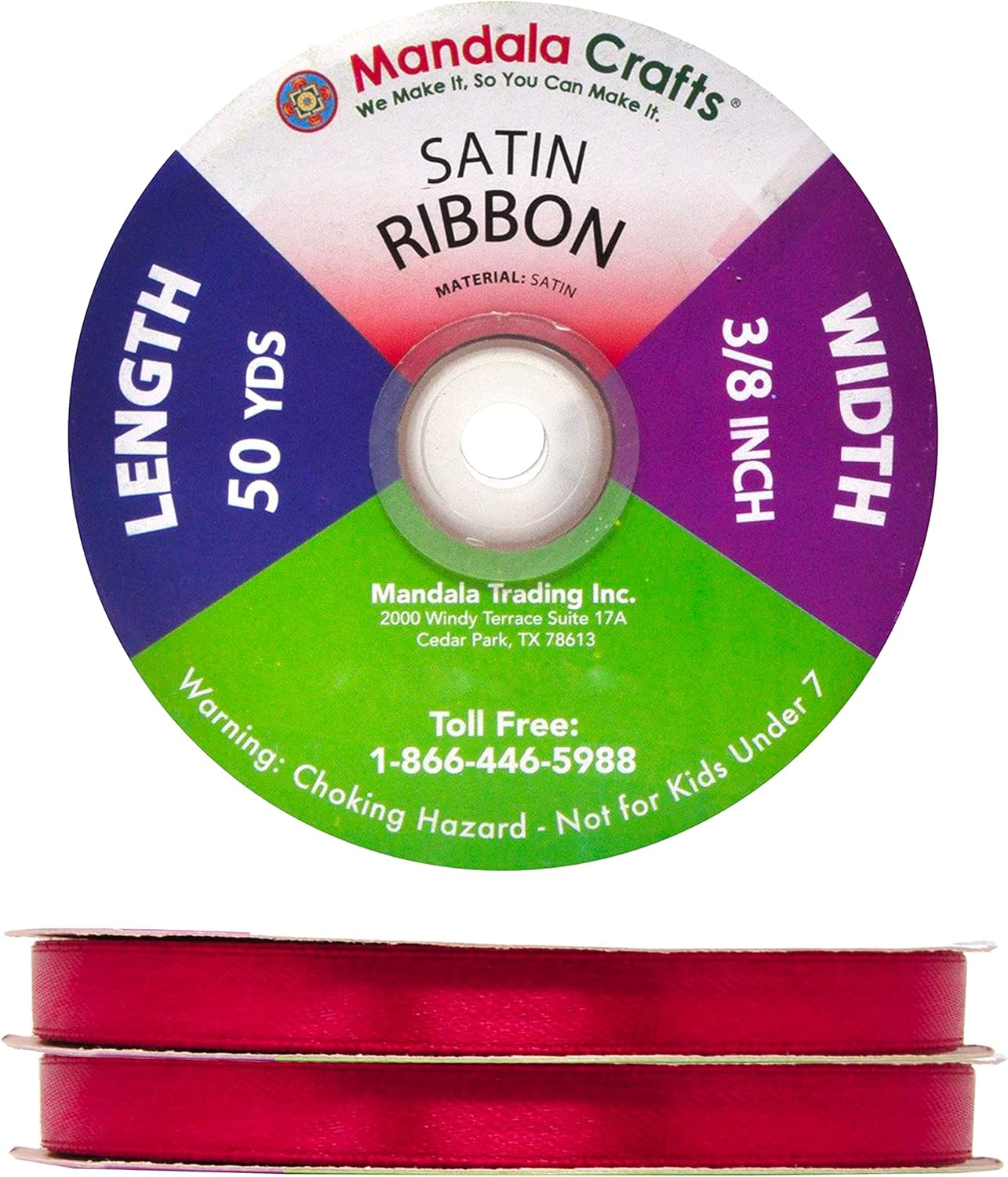 Amazon.com: Mandala Crafts Maroon Satin Ribbon 3/8 Inch Wide for Crafts ...