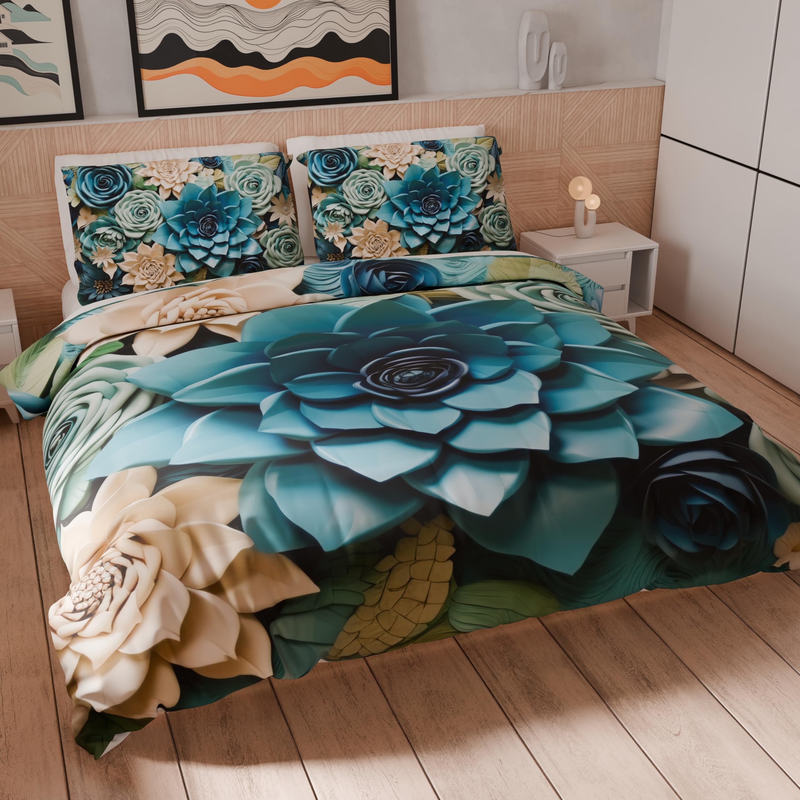 Housse de Couette King Size PETTI Artigiani Italiani en Microfibre Fleurie 260x220cm