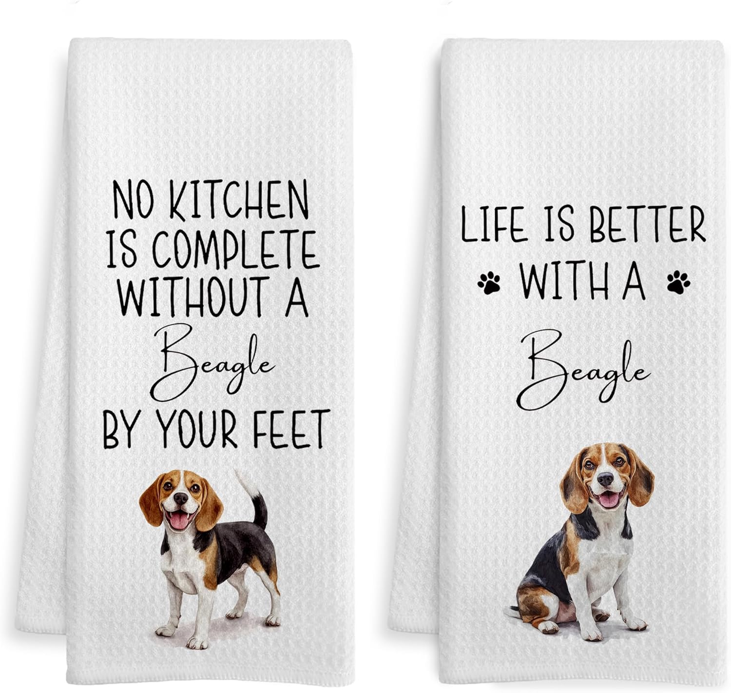 Funny Beagle Kitchen Towels, Beagle Gifts for Women Men, Dog Mom Dad Gifts Dish Tea Towels for Kitchen, Housewarming Gift Decorative Hand Towel, 16x24 Inch Set of 2