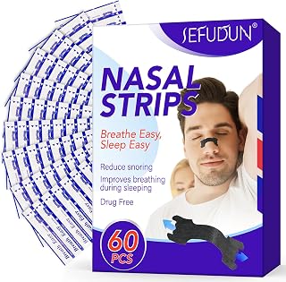 60 Count Nasal Strips for Snoring,Nasal Strips for Sleeping,Perfect Nose Strips for Breathing and Snoring Solution,Extra Strength Nasal Strips for Snoring Anti Snoring Solution for Men & Women