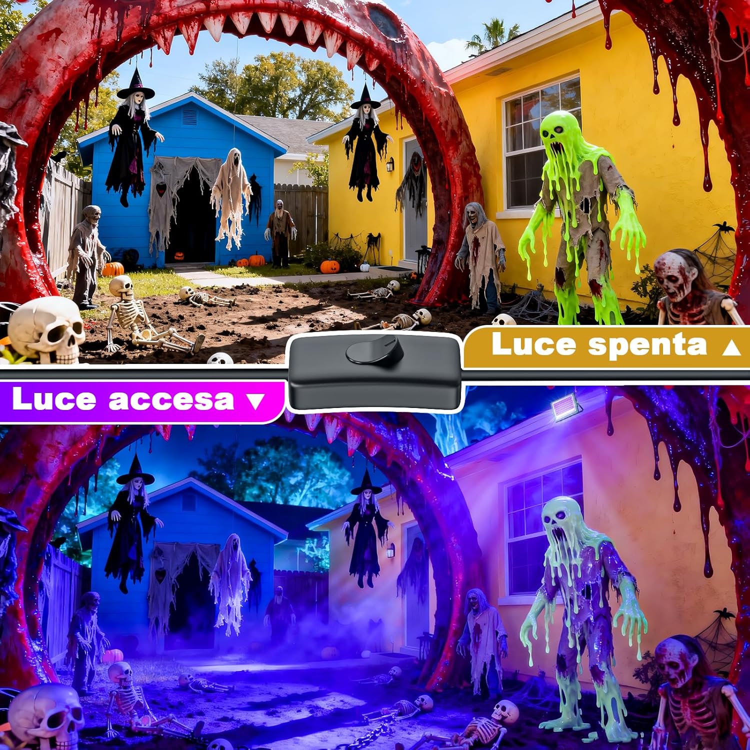 Eleganted 2 Pack 50W LED Black Lights, Blacklight Flood Light with US Plug and Switch, IP66 Waterproof Black Lights for Glow Party, Glow in The Dark, Halloween Light, Body Paint, Fluorescent Poster