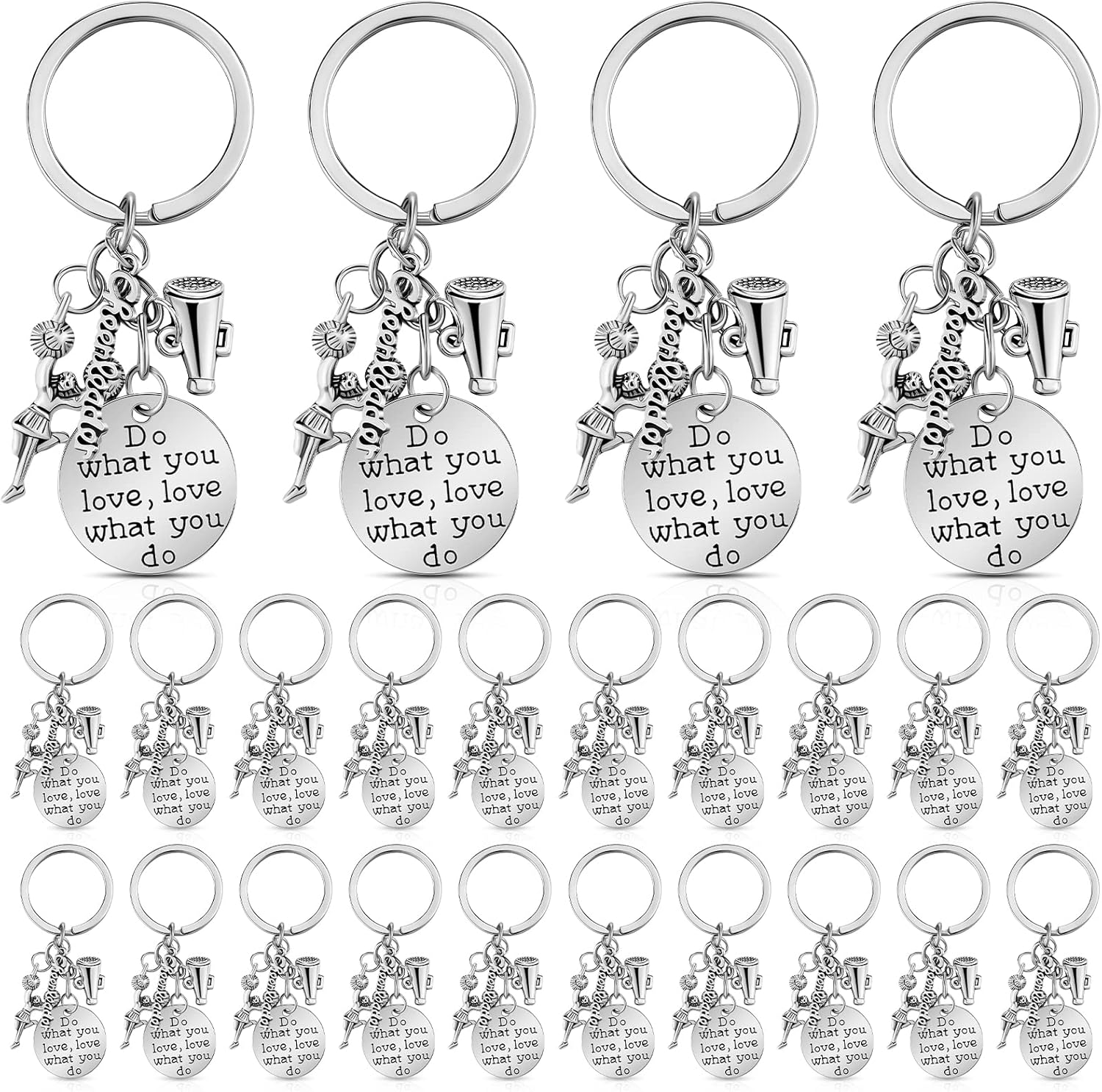 Henoyso Cheerleader Gifts Cheer Keychain Bulk Cheerleading Charm Key Chain Cheer Stuff Team Coach Gifts for Girls Women