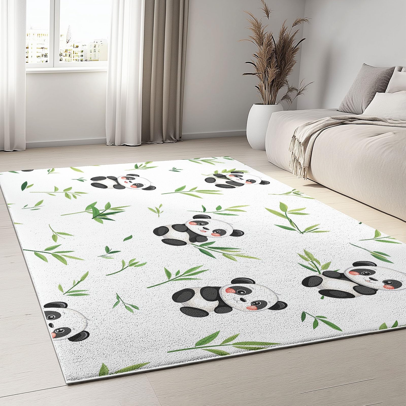 Tapis de salon panda pour une chambre d'enfant douce et lavable en intérieur