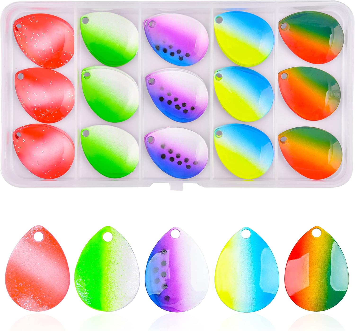 Spinner Blades Fishing Lures Kit,50pcs Colorado Blades DIY