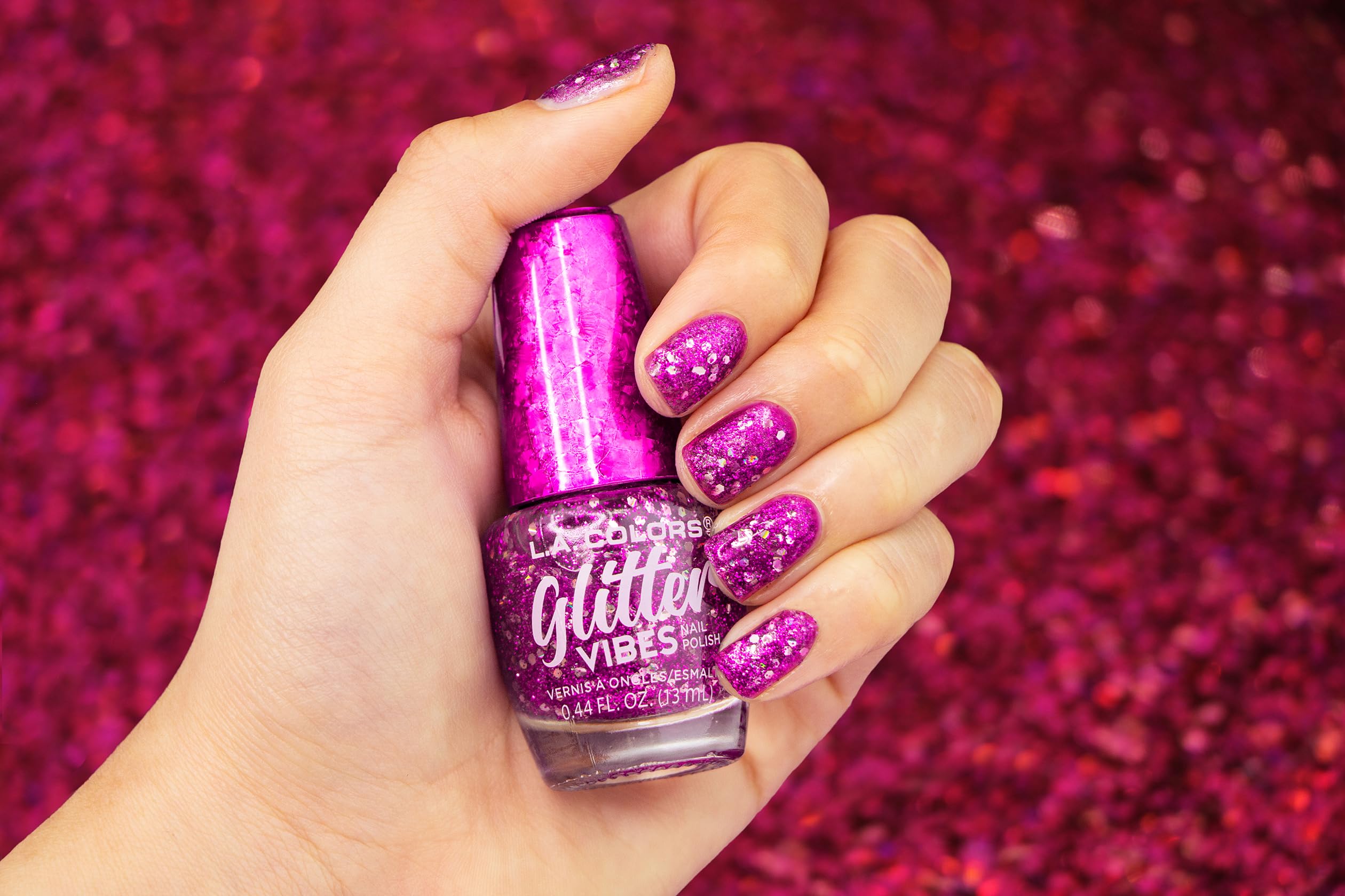 Amazon.com : L.A. COLORS Glitter Vibes Nail Polish, Golden Glow