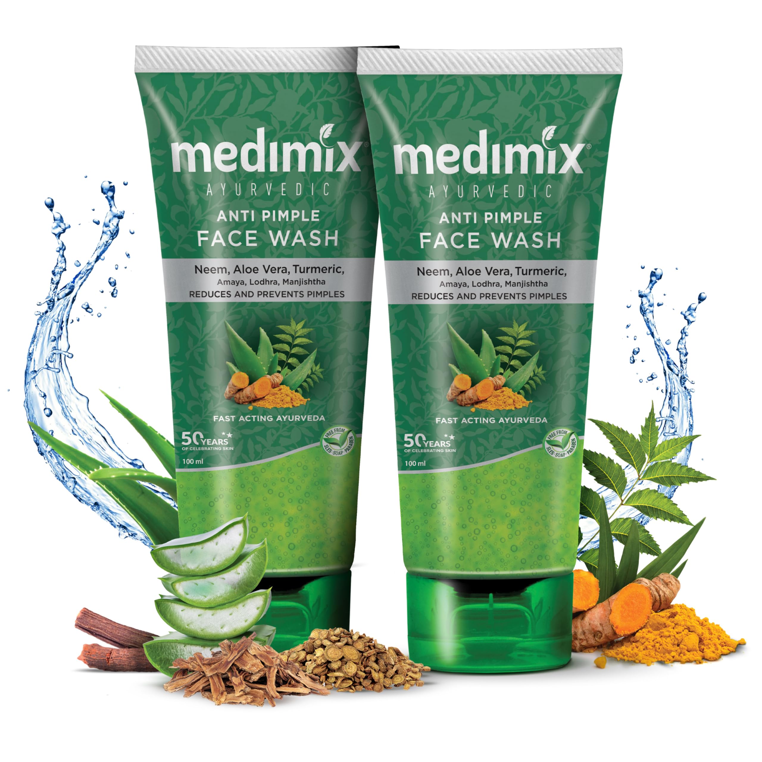 Medimix Ayurvedic Anti Pimple Face Wash, 100ml (Pack of 2)