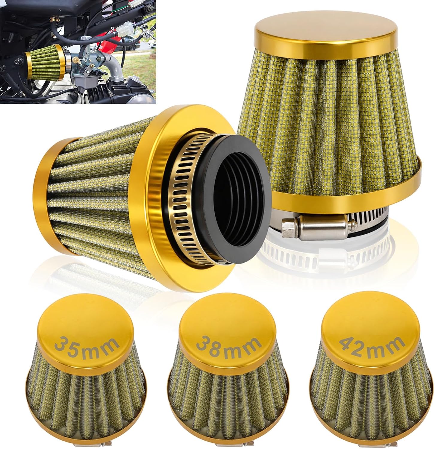 2 Pack 35mm Air Filter for 50cc 70cc 90cc 110cc 125cc Small Engines, Fits for PZ19 PZ20 Carb, Compatible with Motorcycle ATV Go Kart Scooter Dirt Bike Pit Bike Mini Bike