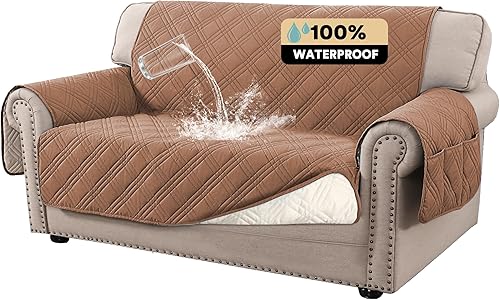 Miniatura 19 de PrinceDeco - Funda para sofá 100% impermeable para sofá de 3 cojines, apta para mascotas, antideslizante, para perros, lavable, protector de muebles