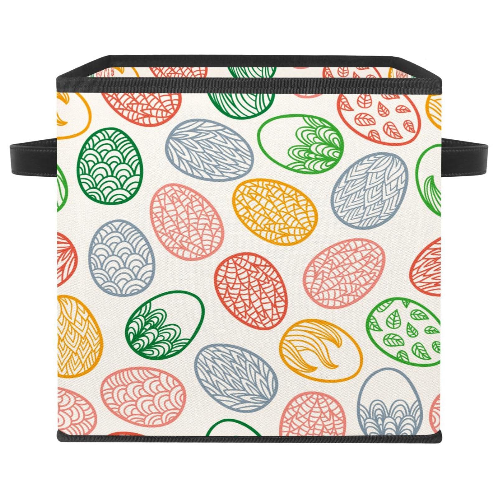 Boîte de rangement pliable en tissu motif œufs de Pâques pour organiser le placard de chambre