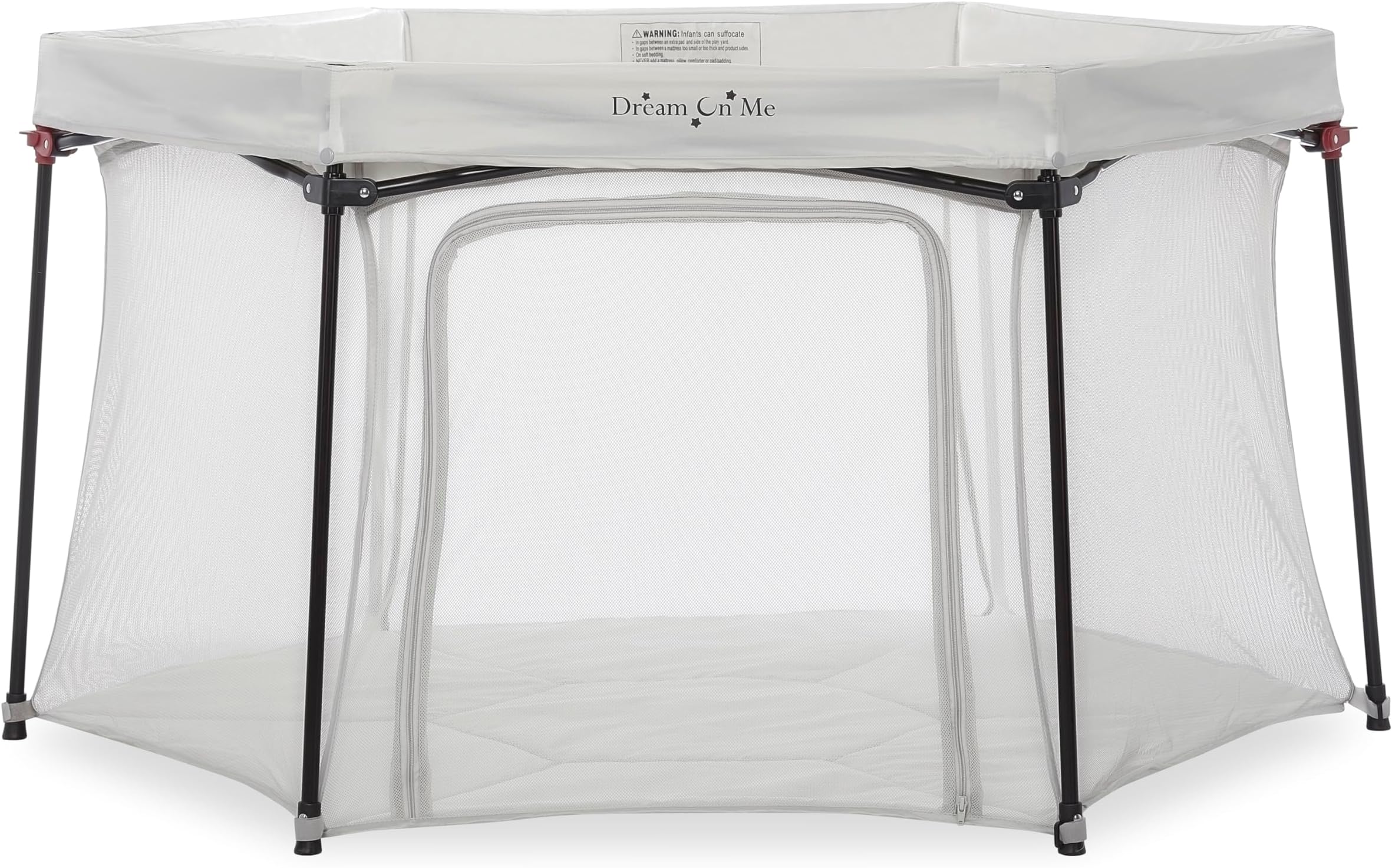 Onyx Baby Playpen, Zipper Access Door, Breathable Mesh Sides, Soft Comfortable Mattress Padded Floor, Easy Fold Design with Travel Carry Bag, Compact Easy to Fold Design - Grey