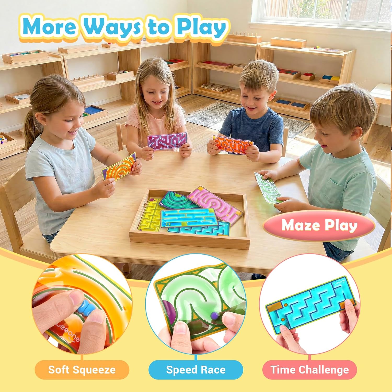 LESONG Sensory Fidget Toys for Kids: 9 Pack Squishy Gel-Filled Sensory Maze for Autism Calming - Fidgets Bulk for Classroom Calm Down Corner School Prizes - Travel Toys for Car Road Trip Airplane