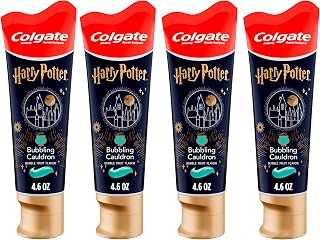 Harry Potter Kids Toothpaste with Fluoride, 4 Pack, Bubbling Cauldron Bubblegum Toothpaste Flavor, Ages 2+, Sugar Free and Gluten Free, 4.6 Oz Tubes