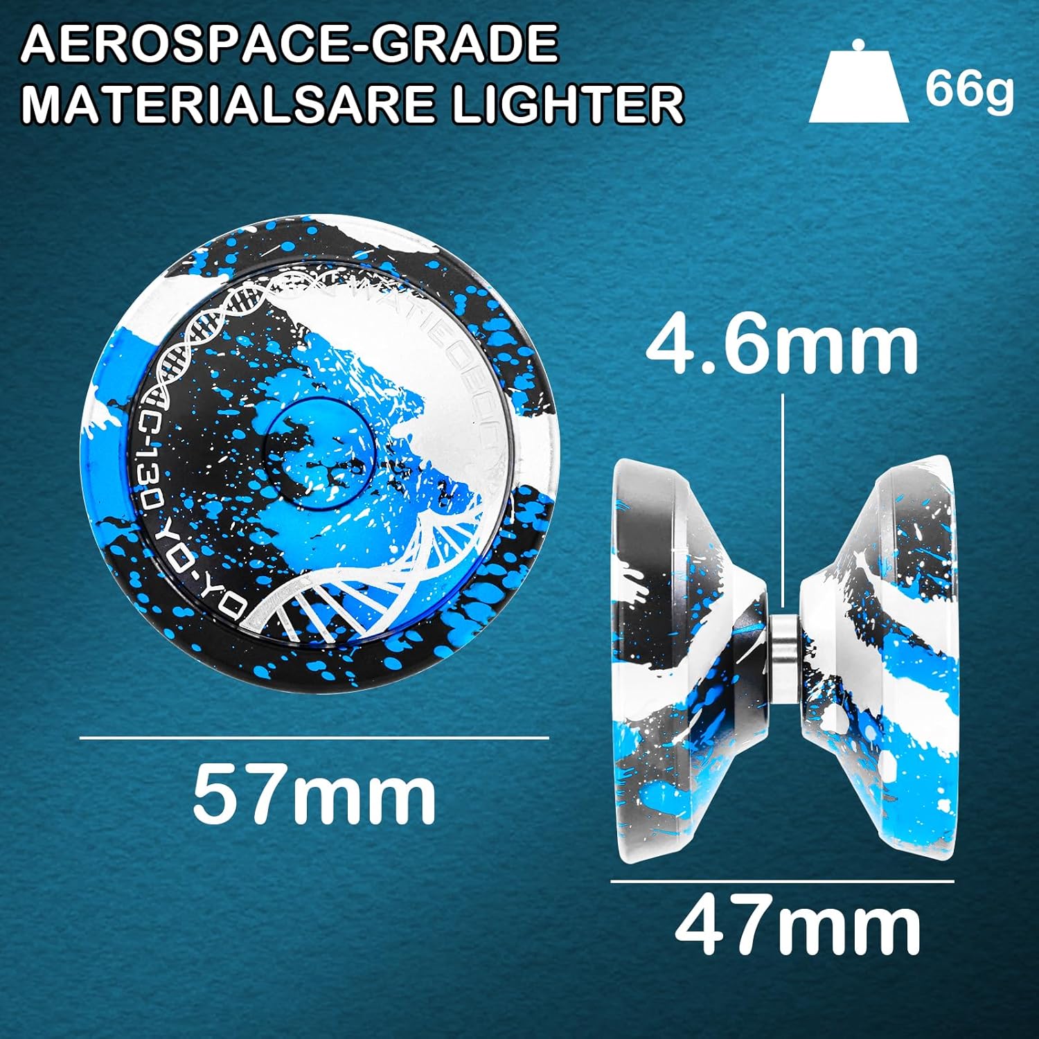 WATIEOBOO C130 yoyo Professional Responsive Yoyo Bearing for Beginner Unresponsive yo yo Bearing for Fingerspin Yoyos Trick yo yo Pro yoyos with Yoyo Accessories -Black Blue Silver