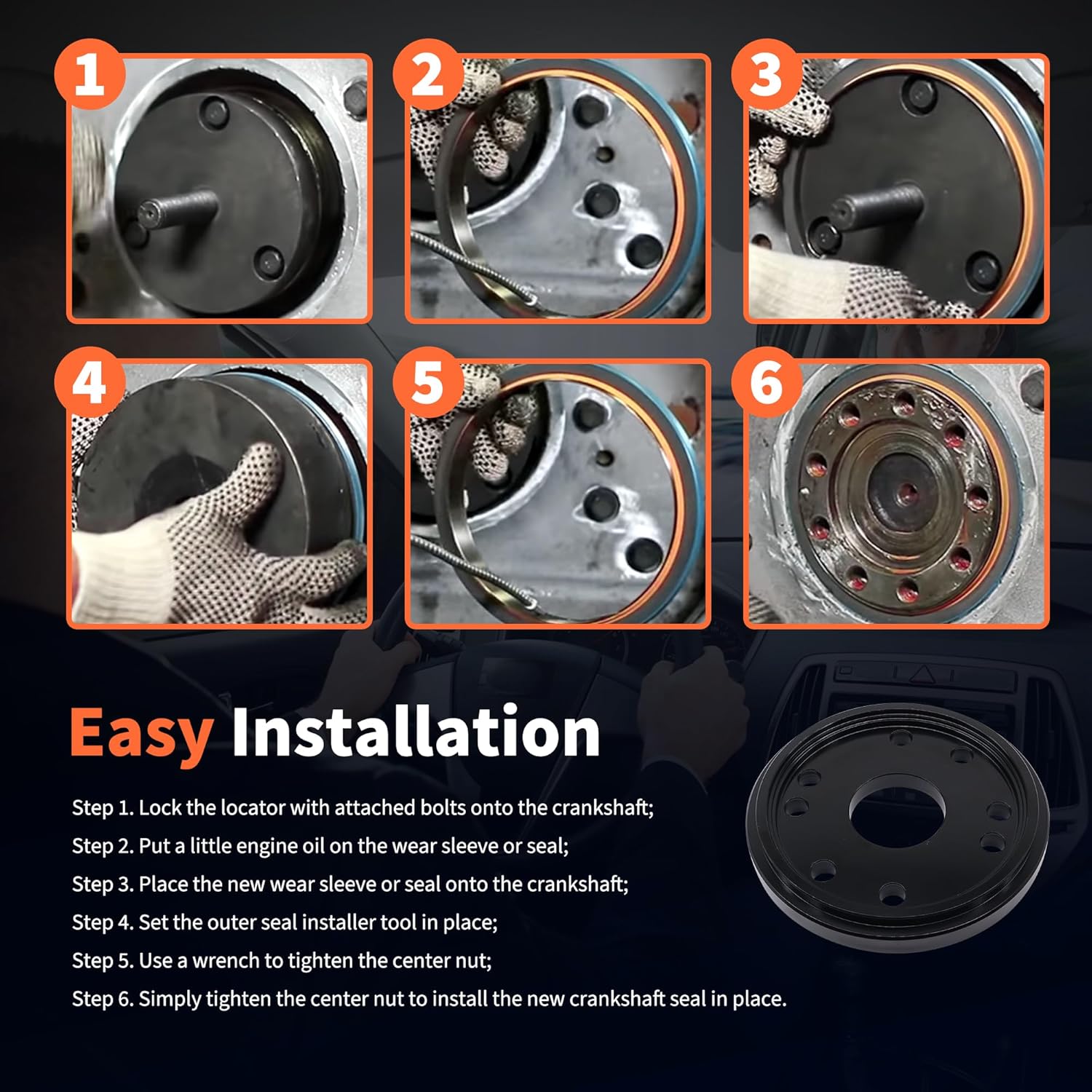 HiSport Rear Main Crankshaft Seal & Wear Sleeve Installer Tool 5395259 3824078 - Compatible with 1989 and newer Cummins 4BT 3.9L ISC 8.3L B Series 5.9L - Replacement for 2063800090