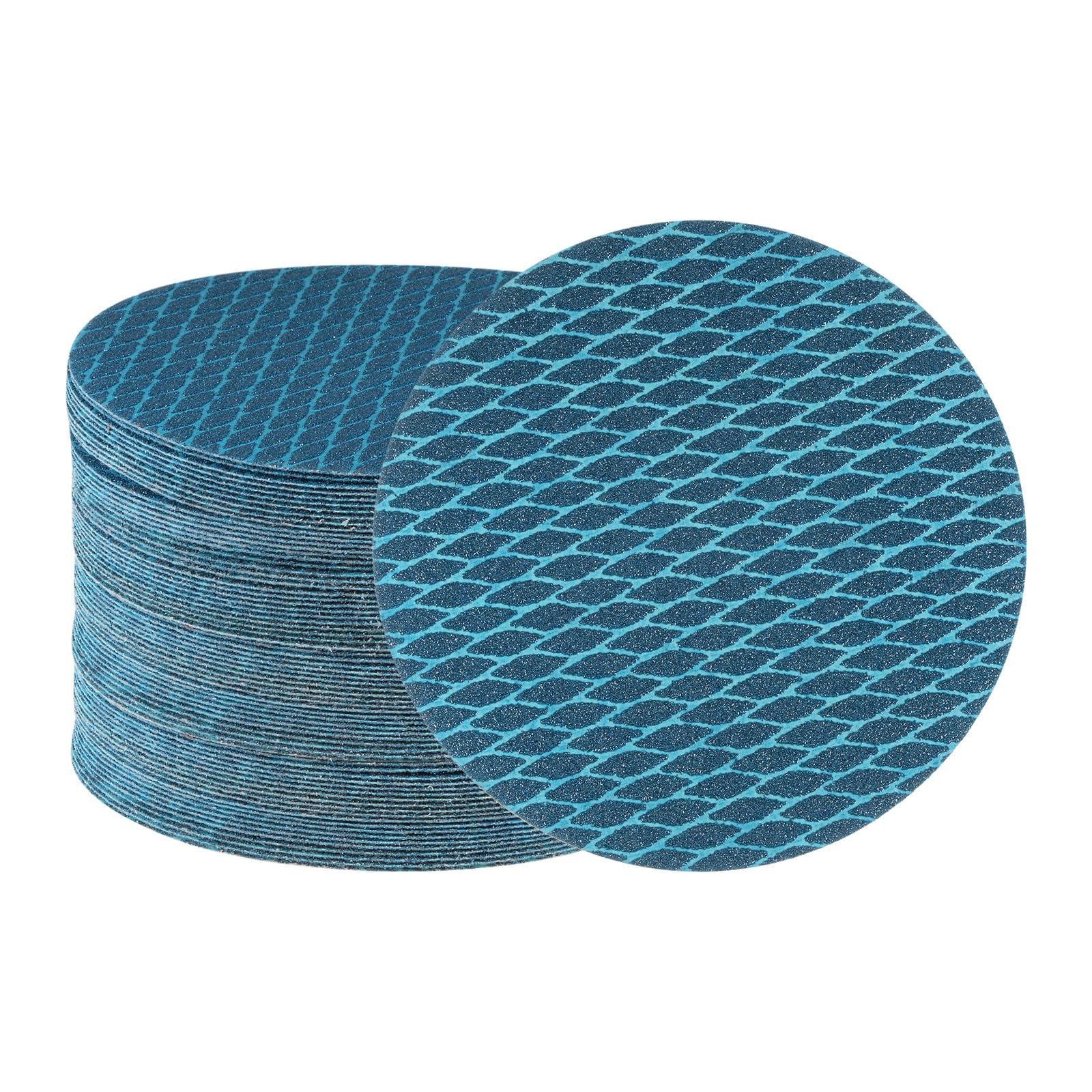 sourcing map 70uds Diamante Forma Lijado Discos 6 Pulgadas 80 Grano Gancho y Bucle Azul Rombo Lija Papel Pescado Escama Lijadora Acabado Discos, Húmedo y Seco Pulido