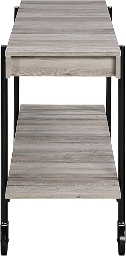 Miniatura 13 de Furniture of America Cleon Industrial - Juego de mesa de sofá y mesa de sofá con ruedas para sala de estar, color negro y roble rústico (3 piezas)