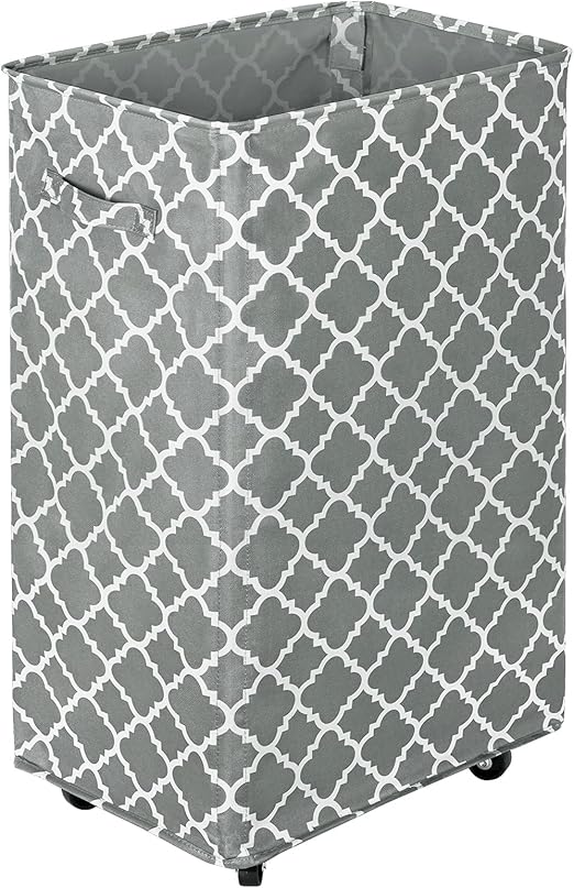 WOWLIVE Large Rolling Laundry Basket Wheels 90L Collapsible Tall Laundry Hamper Handle Foldable Dirty Clothing laundry storage organizer Fold up Rectangular Hampers for Laundry Dorm Room (Grey3)