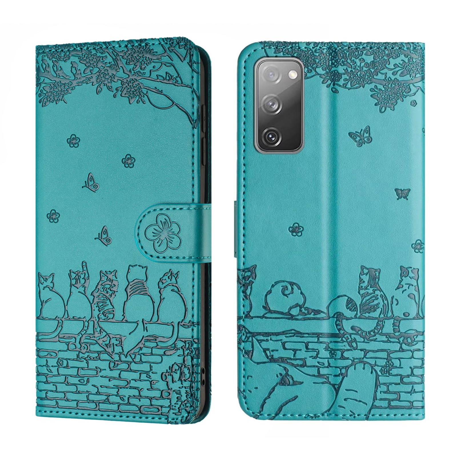 Etui do Samsung Galaxy S20 FE 5G, składane, etui na telefon komórkowy Samsung S20 FE, skórzane etui z klapką Cat, odporne na wstrząsy, funkcja magnetycznego stojaka, przegródki na karty
