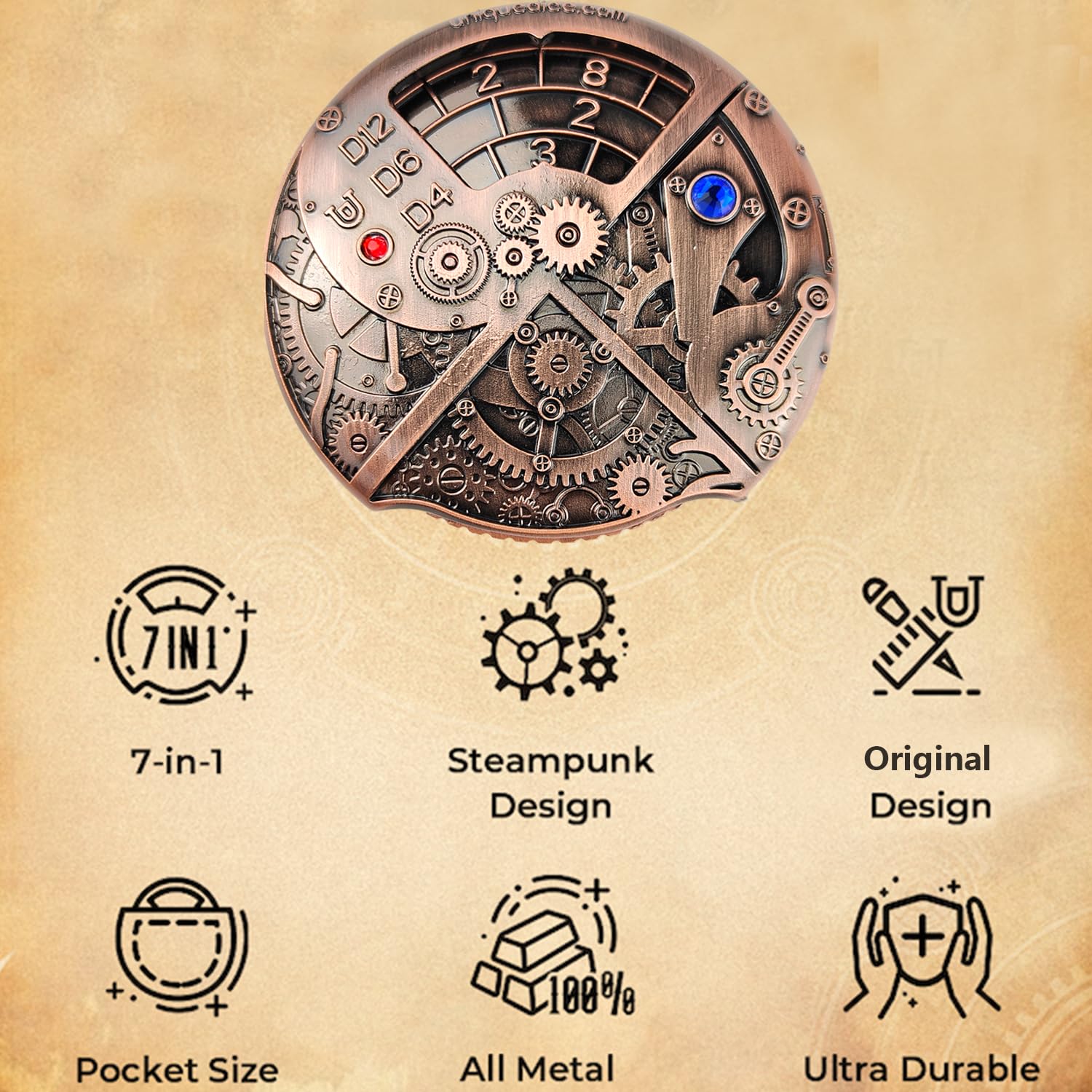 willmove Roulette Dice Spinner, Antique Red Copper, Small - Image 3