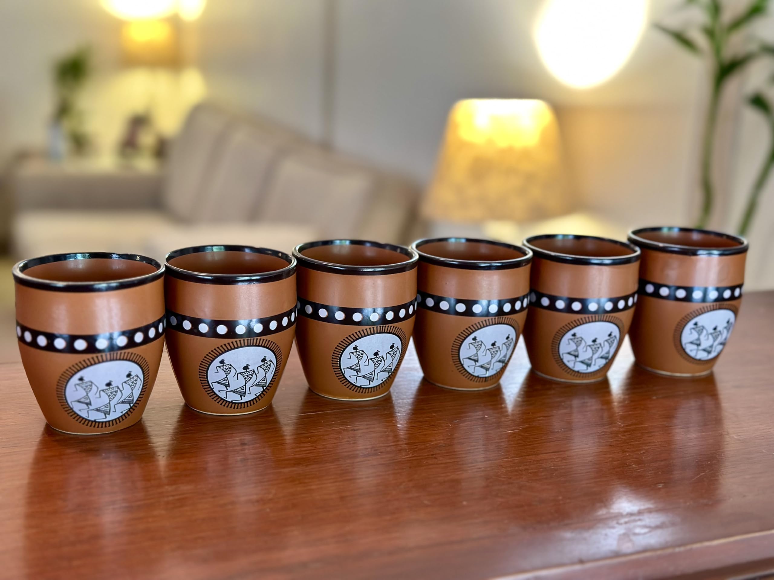 Handmade Traditional Kulhar Kulhad Chai Tea Coffee Mug Cup Cantaritos Set Of 6 Glazed Earthenware Glossy Finish Clay Terracotta Artisanal Studio