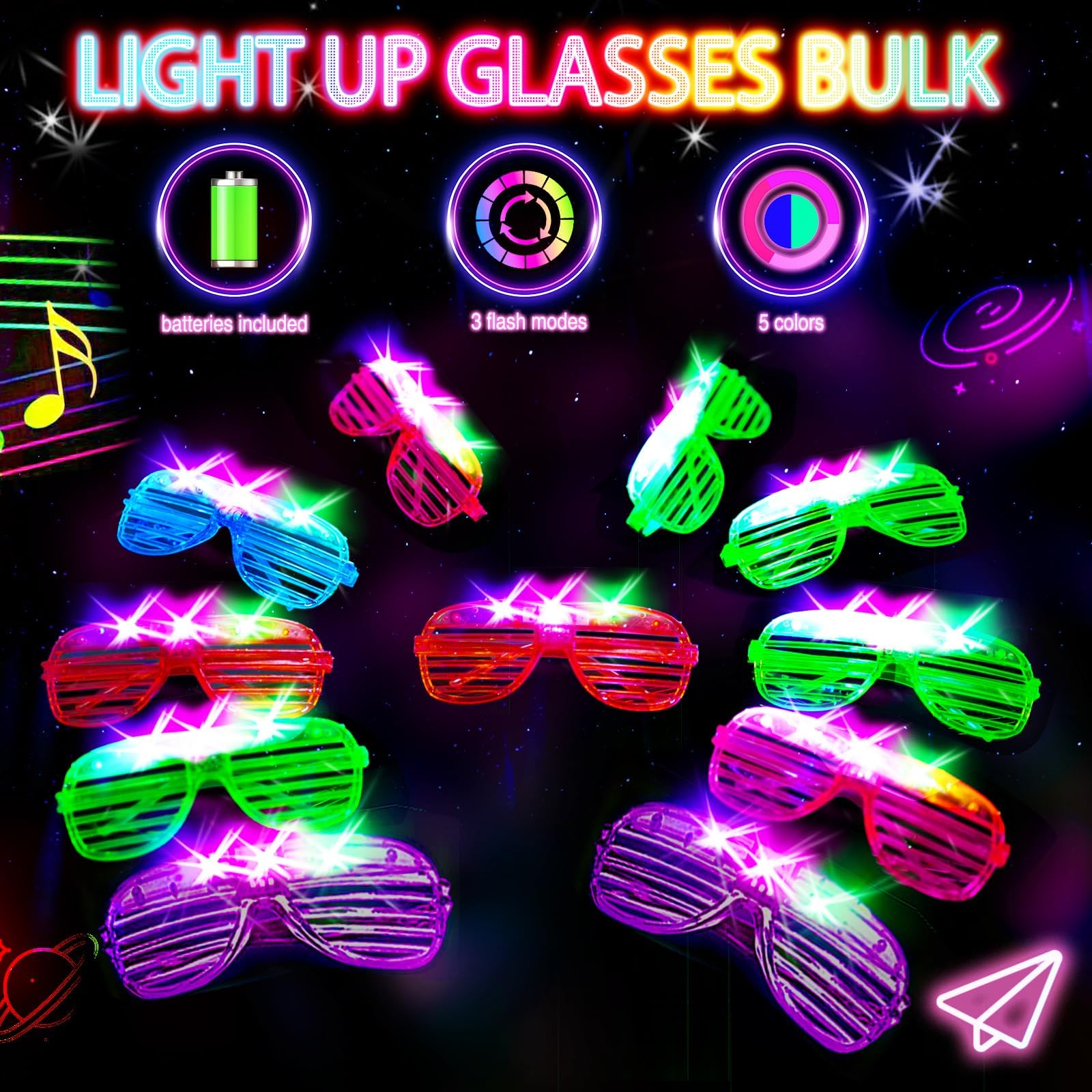 SHQQD Glow Party Supply, lentes iluminados