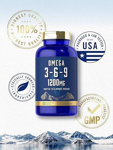 Miniatura 5 de Carlyle Suplemento Omega 3 6 9 | 1,200 mg | 180 cápsulas de gel suave | Complejo triple Omega | Aceites de pescado, linaza y borraja con EPA y DHA |