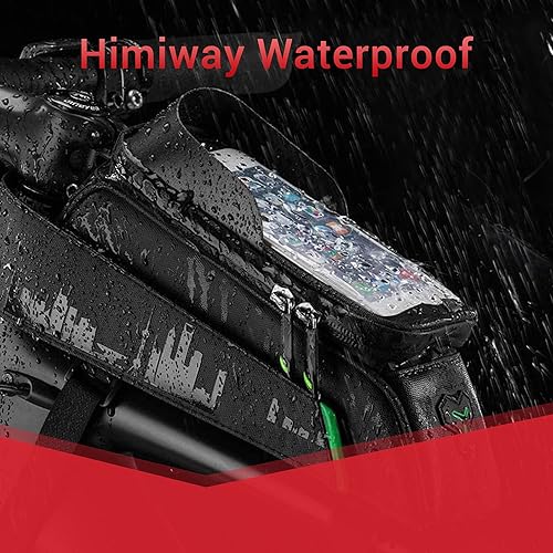 Miniatura 3 de Himiway Bolsa de montaje para teléfono de bicicleta, impermeable, para marco frontal de bicicleta, bolsa de marco para bicicleta, bolsa de tubo
