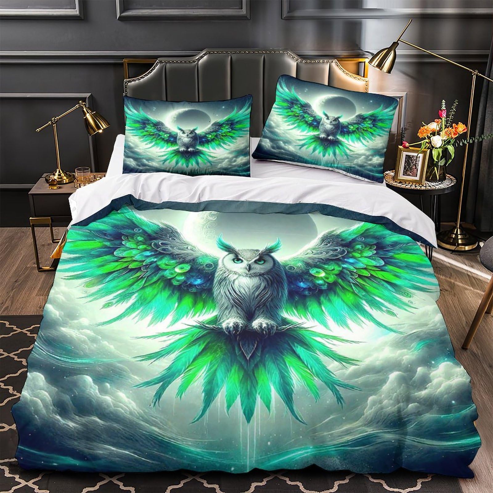Housse de couette lune grand lit en microfibre douce avec zip invisible facile à laver