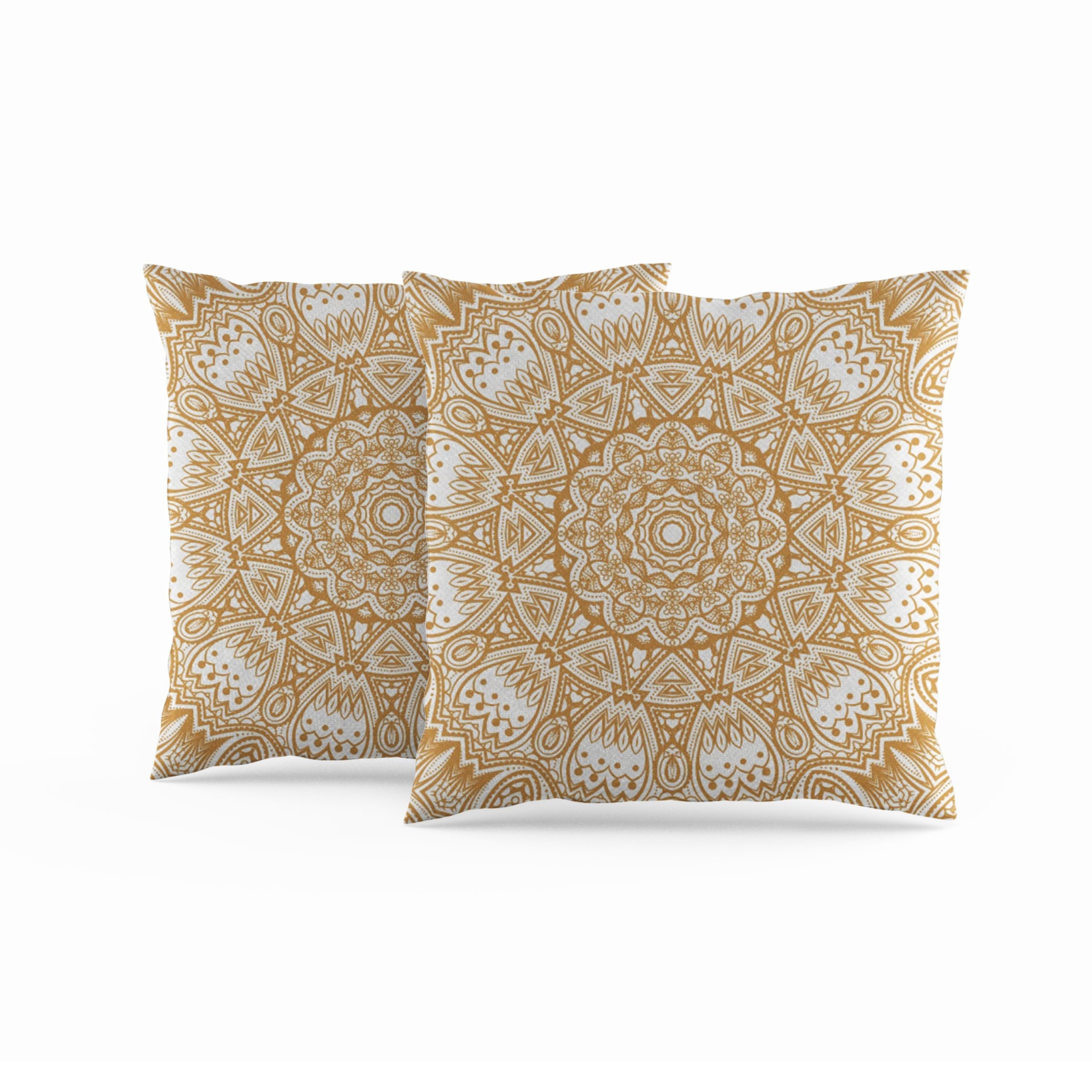 ggaimwf Moroccan Cushion Covers 40x40cm Yellow Ethnic Boho Cushions Indian Style Abstract Mandala Arabesque Meditation Hippie Modern Throw Pillow Cover for Sofa Living Room Bed Pillowcase Set of 2