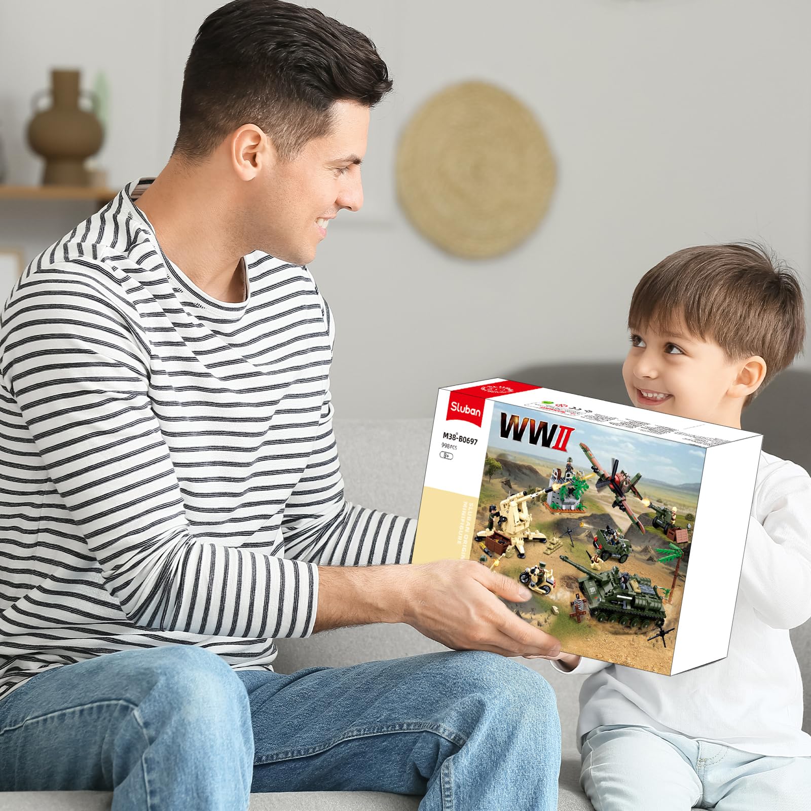 Military Base Building Set, WW2 Army Model Kit, with Tank