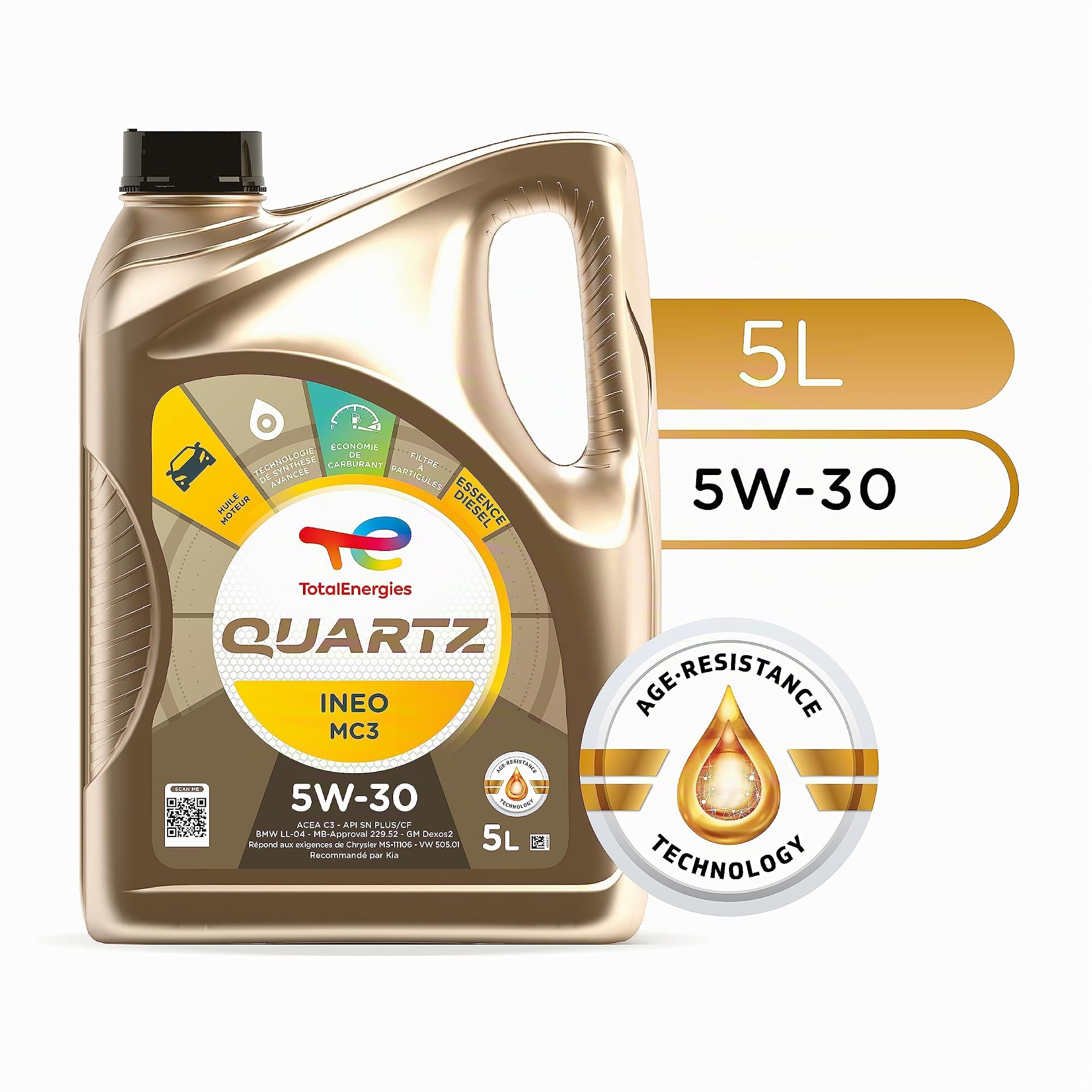 TOTALENERGIES HUILE MOTEUR 5L Quartz INEO MC3 5W30