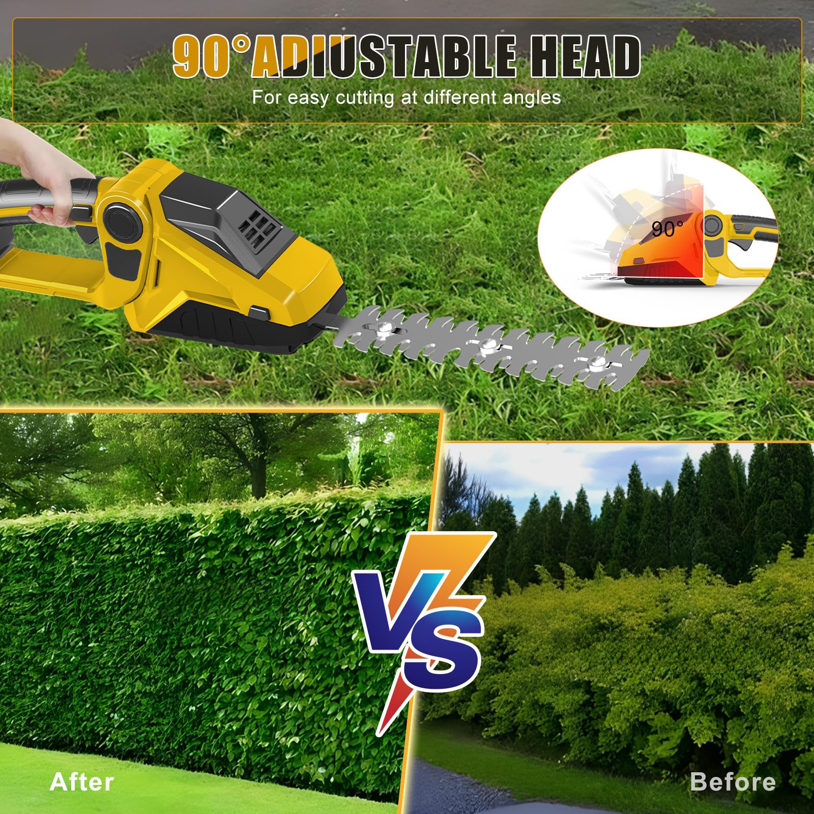 Cortasetos a batería Compatible con Dewalt 20 V 18 V sin baterías | cortasetos cortasetos para jardín arbustos setos tijeras para césped eléctrico cortasetos con cuchillas cortasetos y hierba