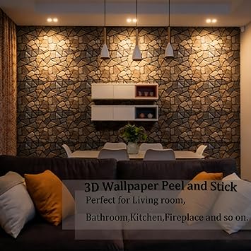 3D Self Adhesive Wall Panels,10 Pcs 3D Faux Brick Wall Panels -11.8X11.8,PVC Tiles Backsplash DIY Brick Wallpaper Tile for Bedroom, Living Room, Kitchen, Fireplace