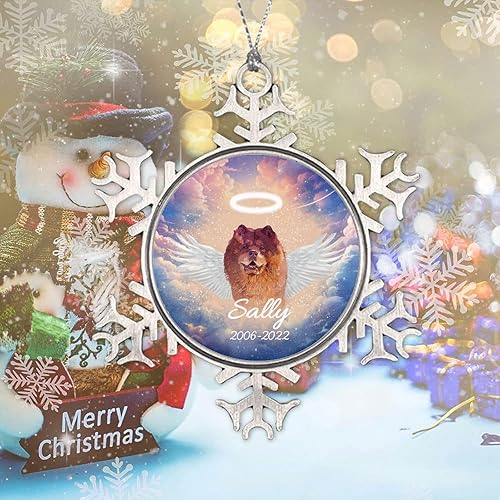 Miniatura 5 de Chow Chow - Adorno de perro en el cielo con alas  Adorno de Navidad de copo de nieve  Adorno conmemorativo personalizado para árbol de Navidad para