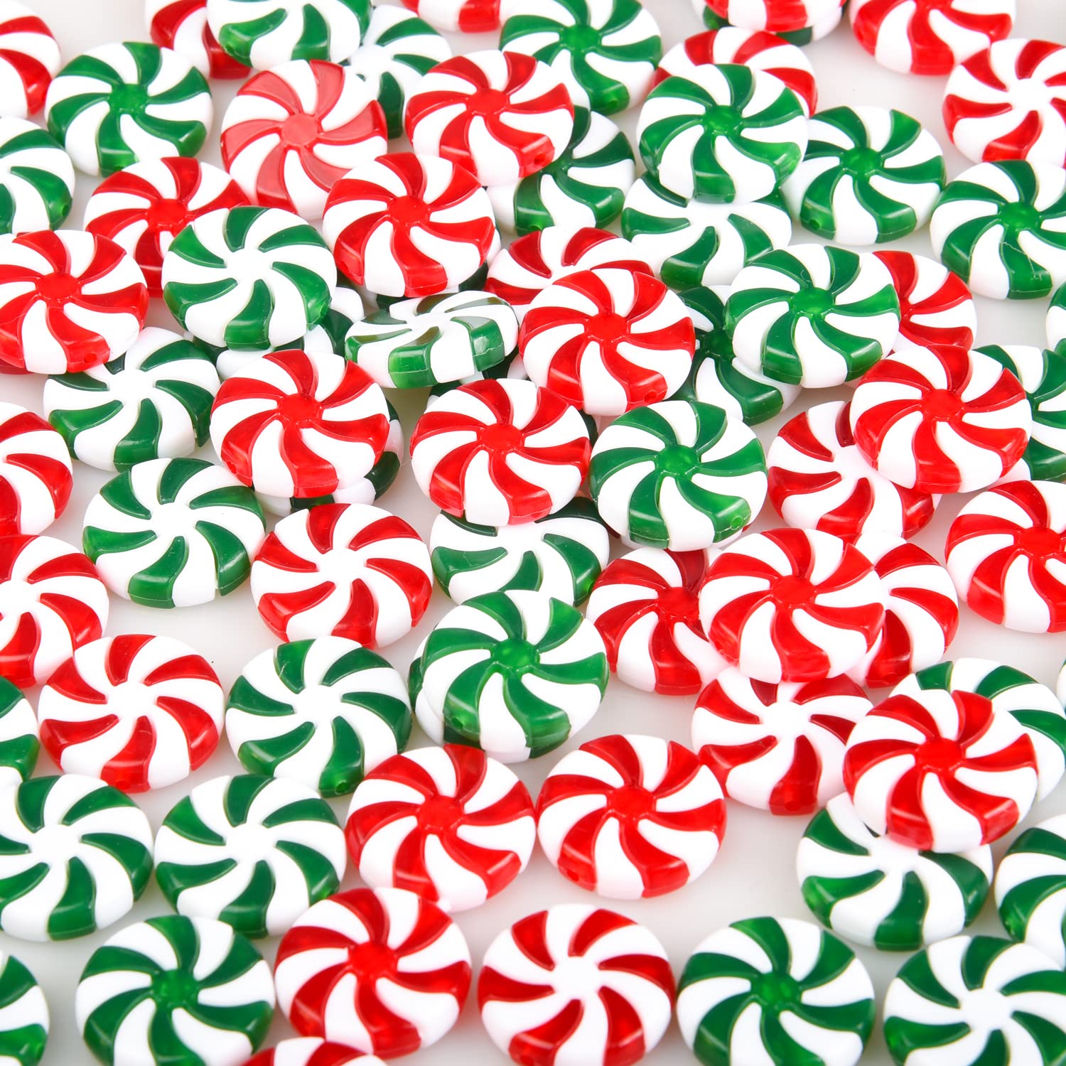 20 Pieces Christmas Candy Lollipop Ornament Red White and Green Christmas Tree Hanging Decoration Swirl Candy Acrylic Pendant (20)