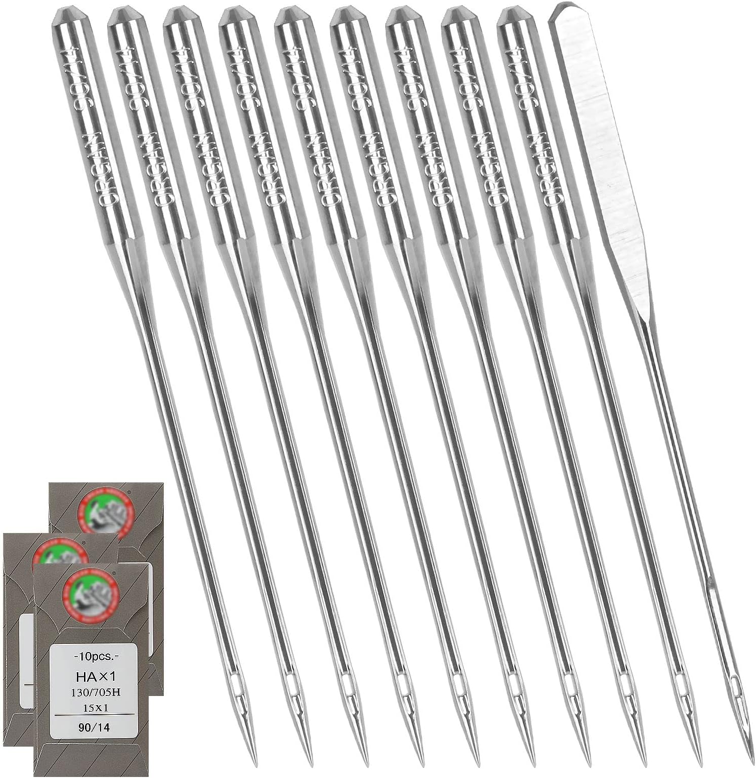 APACALI 30Pcs Embroidery Needles for Brother Size 90/14 130/705H HAx1 Embroidery Machine Needles Sewing Needles for Brother Embroidery Machine (3 Pack of 10 Needles)