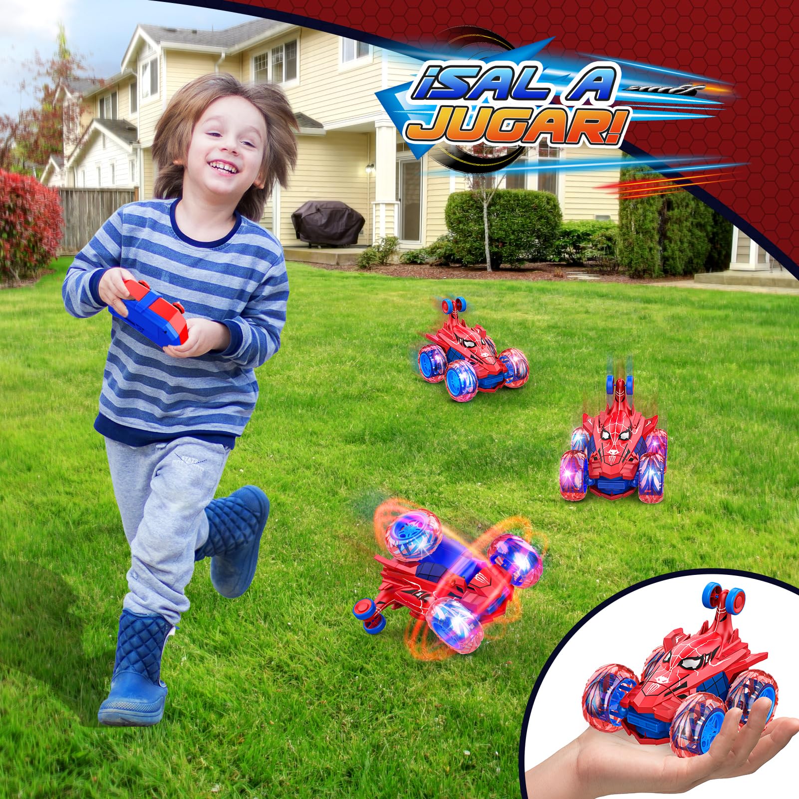Dreamlandia Coche Teledirigido, Juguetes Niños 3-9 Años, Monster Truck Coches para Niños Coche RC 2.4Ghz con Luces, Regalo Niño 3 4 5 6 7 8 9 Años Cumpleaños