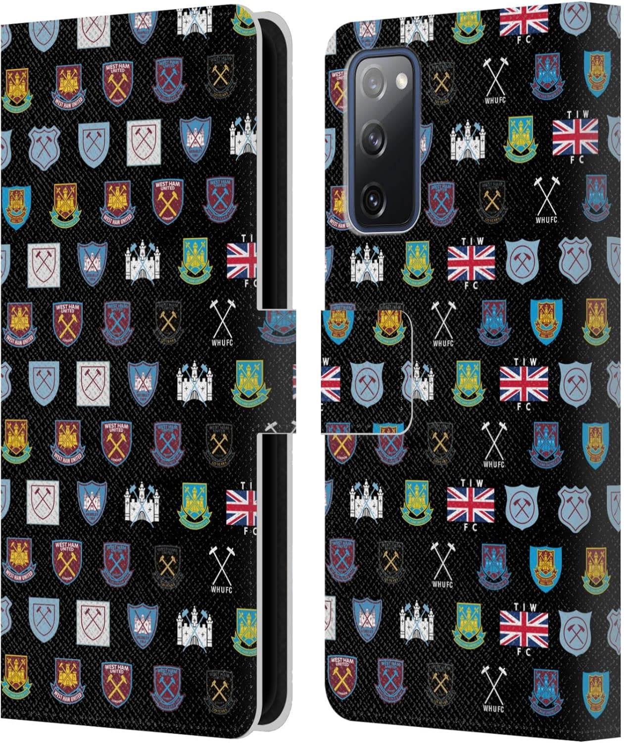 Head Case Designs Officially Licensed West Ham United FC Pattern 5 Crest History Leather Wallet Case Compatible with Samsung Galaxy S20 FE / 5G