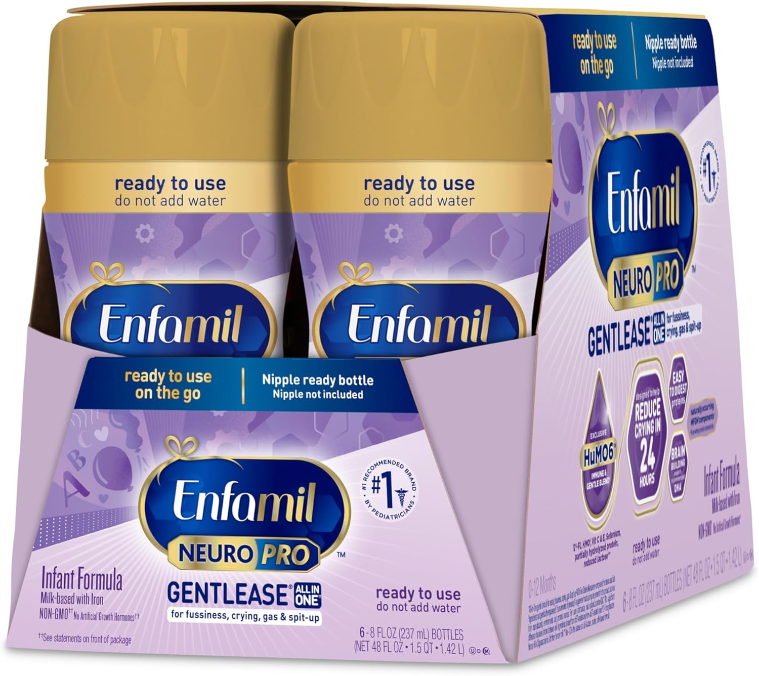Enfamil NeuroPro Gentlease Ready-to-Feed with Smaller Proteins for Easy Digestion,Brain Supporting DHA, HuMO6* Blend, Baby Formula for easing Fussiness, Gas, Spit-up in 24hrs, 8 Fl Oz (6 ct), 4 Pack - Image 14