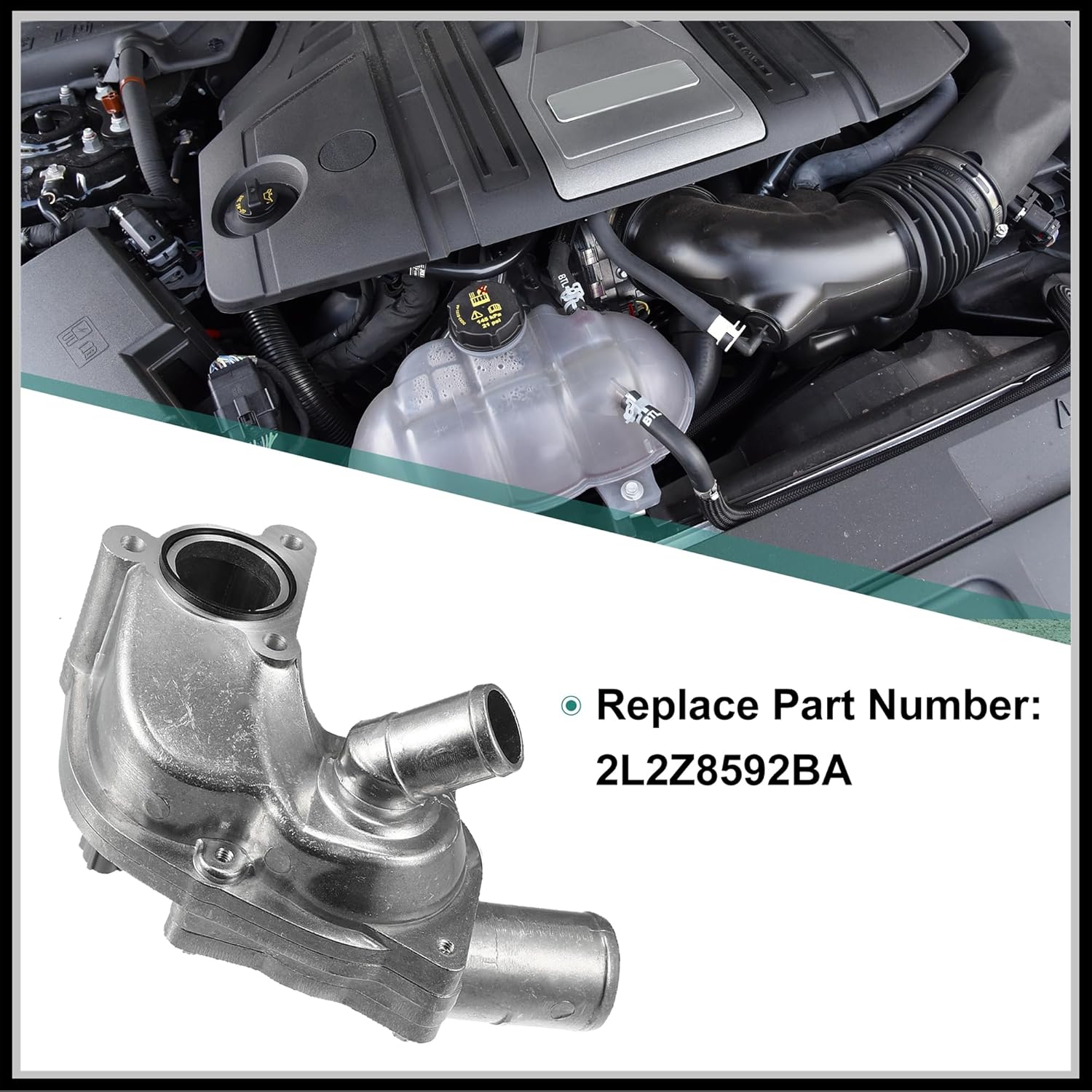 Thermostat Assembly with Housing Sensor Replacement for Ford Explorer 4.0L 1997-2001 for Mercury 4.0L V6 1998-2001, 2L2Z8592BA Aluminum Alloy Silver Tone 1Pc