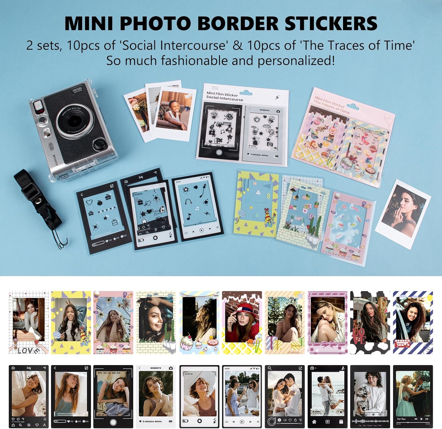 Mini EVO Camera Case and Accessories Bundle, for Fuji Mini EVO Leather Case/Screen Protector/Album/Frames/Stickers