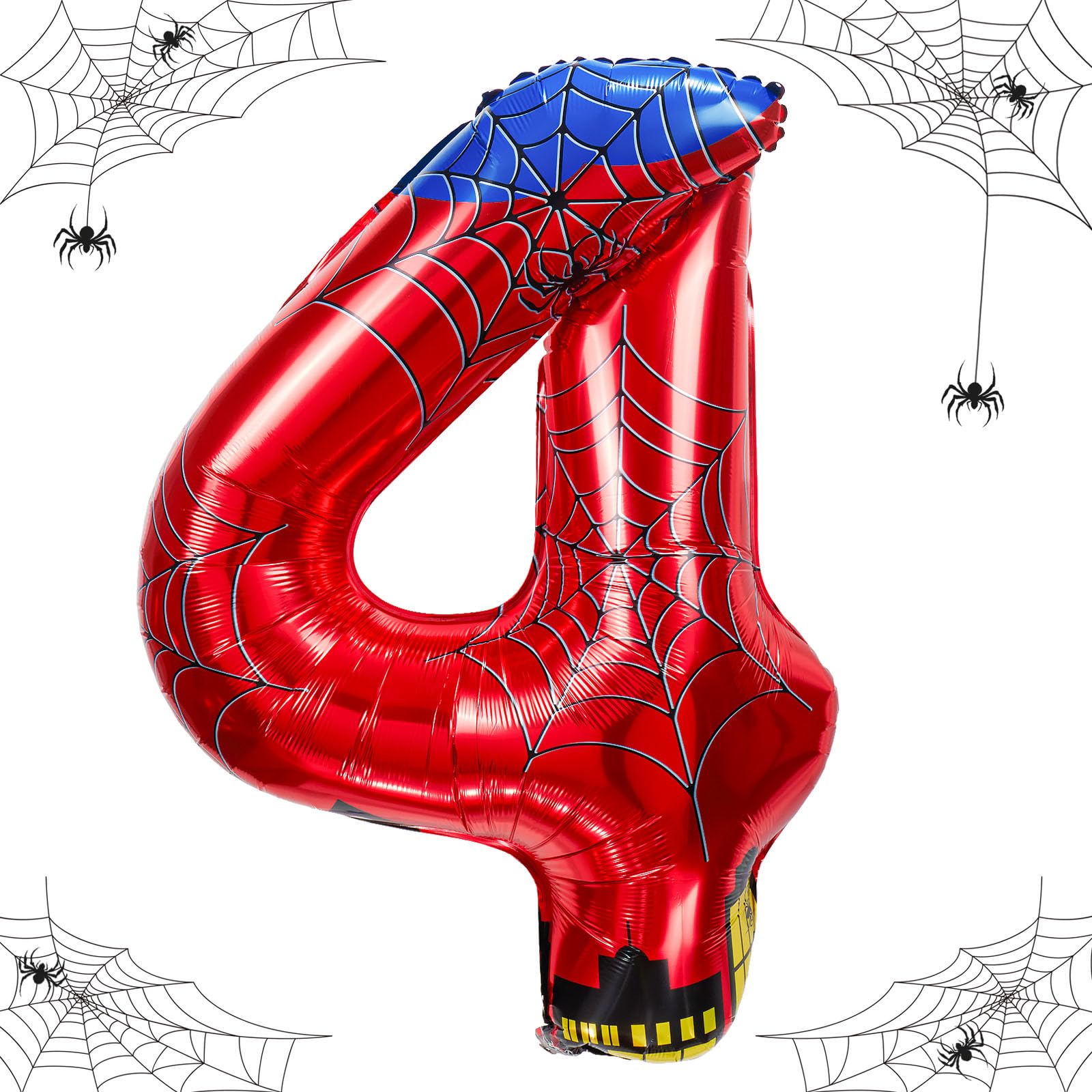 40 inch spider theme number foil balloons, children's party balloon supplies with classic numbers 1 to 9, birthday decoration supplies,number large balloons for spider theme parties(4)